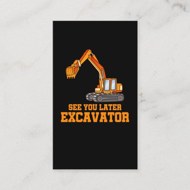 Funny Construction Excavator Boys Toddler Business Card (Front)