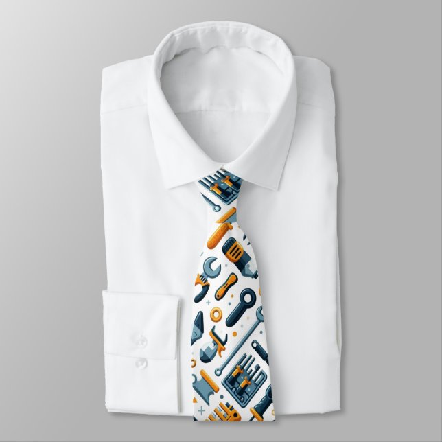 Funny Construction Tools Tie (Tied)