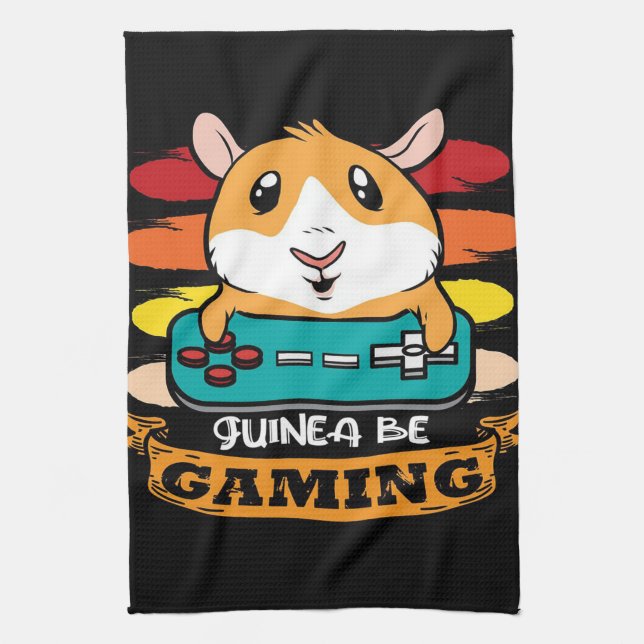 Funny Controller Guinea Pig Gift Lovers Tea Towel (Vertical)