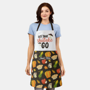 Funny Cook Shiitake Pun Thanksgiving Food Pattern Apron