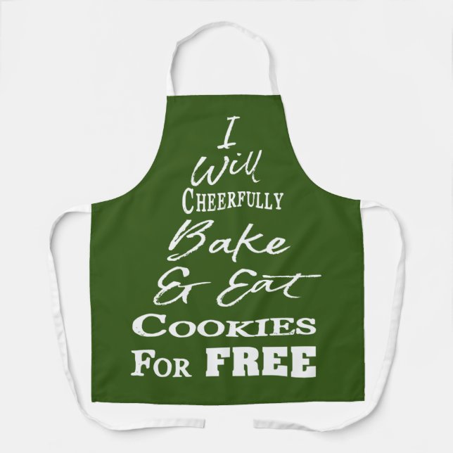 Funny Cookie Baking Crew Green Christmas Apron (Front)