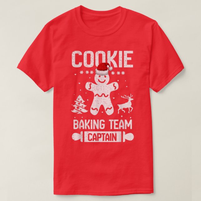 Funny Cookie Baking Team Captain Gingerbread Chris T-Shirt (Design Front)