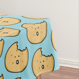 Funny Cookie Cartoon with Bite Tablecloth