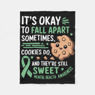 Funny Cookie Mental Health Awareness  Fleece Blanket