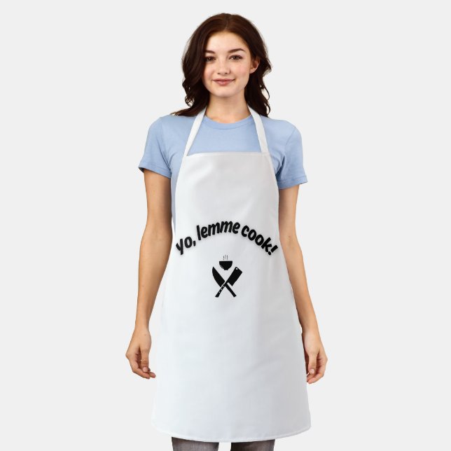 Funny Cooking Apron - “Yo, Lemme Cook!” Meme Quote (Worn)