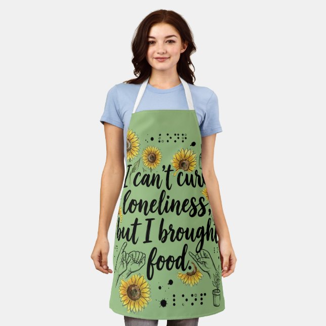  Funny Cooking Inclusive ASL Braille Gift Apron (Worn)