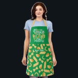 Funny Cooking Pun Italian Food Chef Pasta Pattern Apron<br><div class="desc">Funny and cool apron to make cooking more fun. Personalised gift for family and friends who love cooking,  baking and trying new recipe in the kitchen. Customise the wording to fit your occasion. You can use the Design Tool to further change the font type,  font colour and font size.</div>