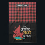 Funny Cooking Pun It's Getting Hot Red Black Plaid Tea Towel<br><div class="desc">Funny and cool kitchen towel to make cooking more fun. Personalised gift for family and friends who love cooking, baking and trying new recipe in the kitchen. Customise the wording to fit your occasion. You can use the Design Tool to further change the font type, font colour and font size....</div>