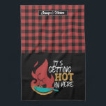 Funny Cooking Pun It's Getting Hot Red Black Plaid Tea Towel<br><div class="desc">Funny and cool kitchen towel to make cooking more fun. Personalised gift for family and friends who love cooking, baking and trying new recipe in the kitchen. Customise the wording to fit your occasion. You can use the Design Tool to further change the font type, font colour and font size....</div>