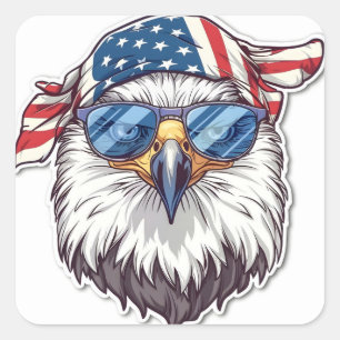 Funny, cool American eagle Square Sticker