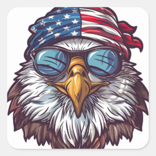 Funny, cool American eagle Square Sticker