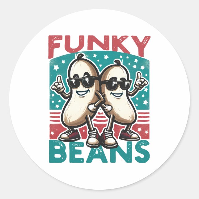 Funny Cool Beans Classic Round Sticker (Front)