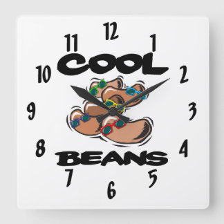 funny cool beans graphic square wall clock
