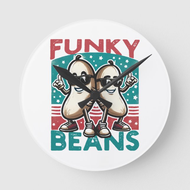 Funny Cool Beans Round Clock (Front)