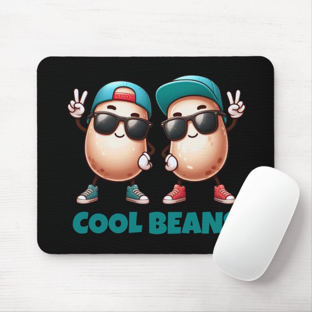 Funny Cool Beans Wear Caps and Sneakers Mouse Pad (With Mouse)