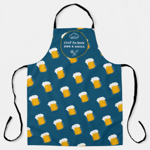 Funny cool beer pattern stein pint BBQ grill Chef Apron