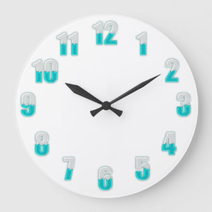 Funny cool big half-filled numbers teal large clock