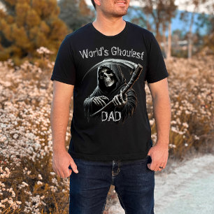 Funny Cool Black Grim Reaper World's Ghoulest Dad  T-Shirt