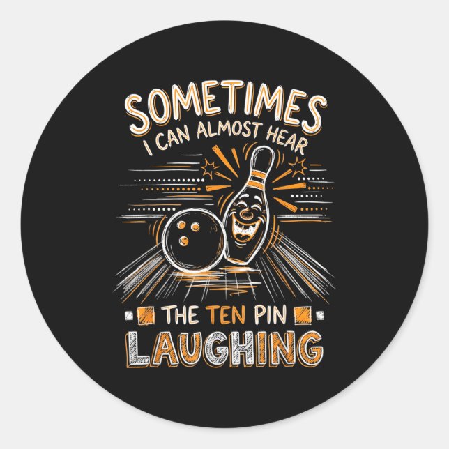 Funny cool bowling men dad bowler fun crazy classic round sticker (Front)