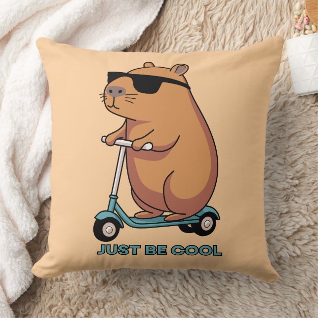 Funny Cool Capybara Scooter Vibes Cushion (Blanket)
