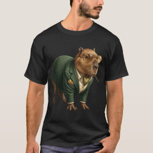 Funny Cool Capybara Wearing Suit Animal Gentleman T-Shirt