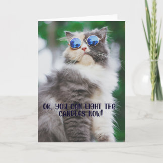 Funny Cool Cat Birthday Greeting Card 