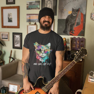 Funny Cool Cat Dad Kitty with Sunglasses T-Shirt