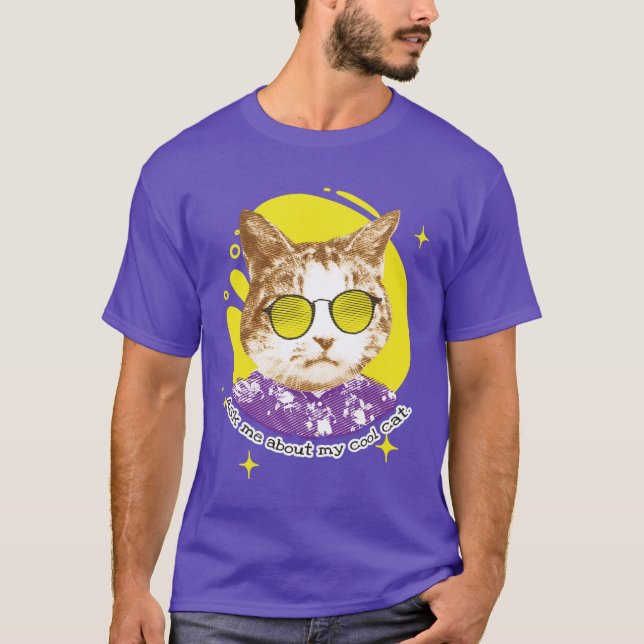 Funny Cool Cat in Sunglasses T-Shirt (Front)