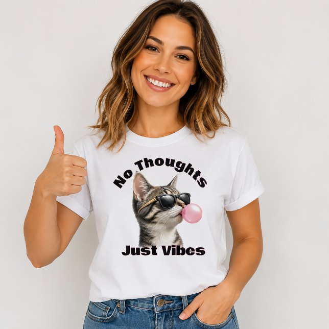 Funny Cool Cat Just Vibes T-Shirt (Creator Uploaded)