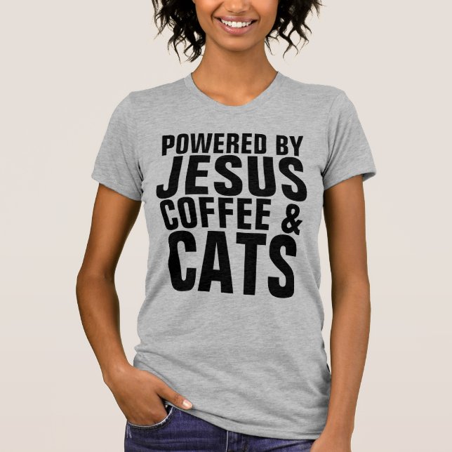 Funny Cool CAT-shirts,  CATS COFFEE JESUS T-Shirt (Front)