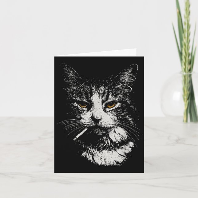 Funny Cool Cat Smoking Funny Meme Cigarette Cat Ga Card (Front)