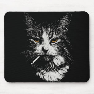 Funny Cool Cat Smoking Funny Meme Cigarette Cat Ga Mouse Pad
