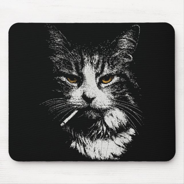 Funny Cool Cat Smoking Funny Meme Cigarette Cat Ga Mouse Pad (Front)