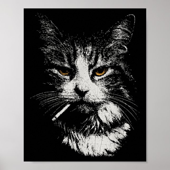 Funny Cool Cat Smoking Funny Meme Cigarette Cat Ga Poster (Front)