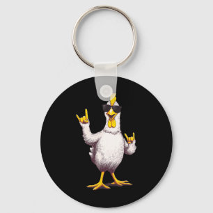 Funny Cool Chicken Rock On Poultry Animal Lover De Key Ring