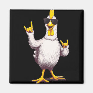 Funny Cool Chicken Rock On Poultry Animal Lover De Magnet