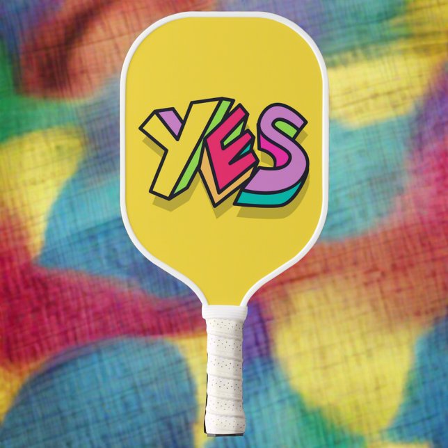 Funny Cool Colourful "YES" Bold yellow Sports  Pickleball Paddle (Creator Uploaded)