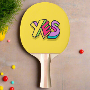 Funny Cool Colourful "YES" yellow Trendy Sports Ping Pong Paddle