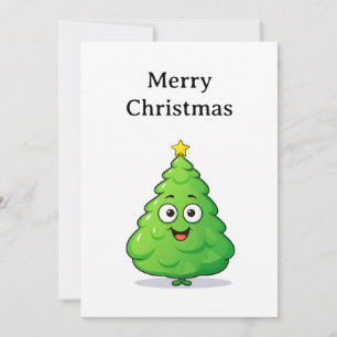 Funny Cool Comic Minimalist Modern Christmas Tree Holiday Card