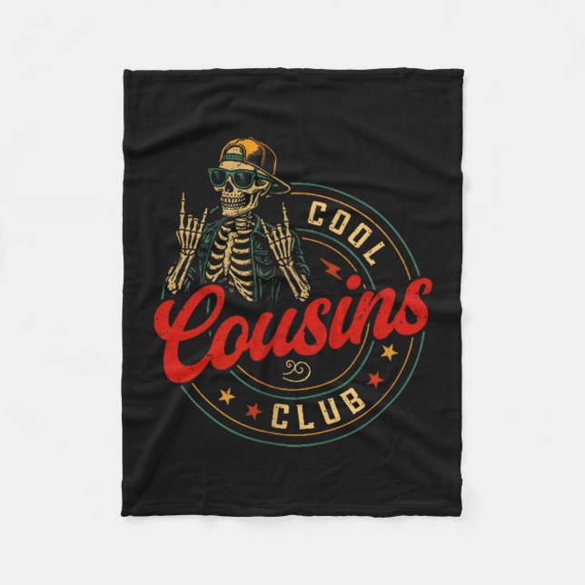 Funny Cool Cousins Club Shirt Cousin Crew Skeleton Fleece Blanket (Front)