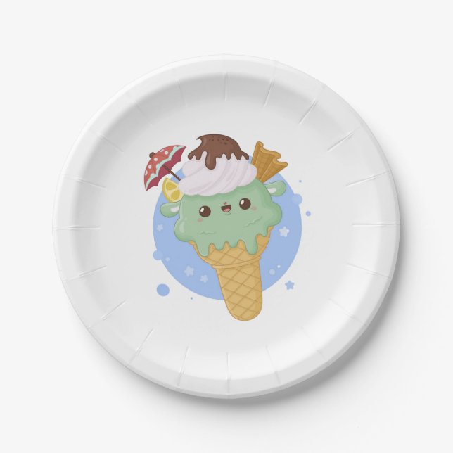 Funny Cool Cute Ice Cream Paper Plate (Front)