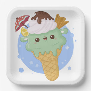 Funny Cool Cute Ice Cream Paper Plate