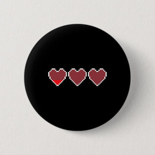 Funny Cool Cute Video Game Hearts Design - Pixel H 6 Cm Round Badge