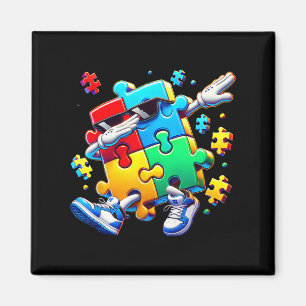 Funny Cool Dabbing Puzzle Piece Autism Awareness C Magnet