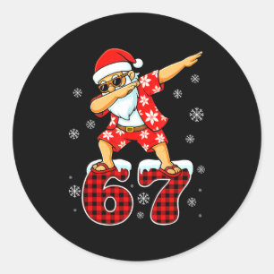 Funny Cool Dabbing Santa Hawaii 67 Meme Christmas  Classic Round Sticker