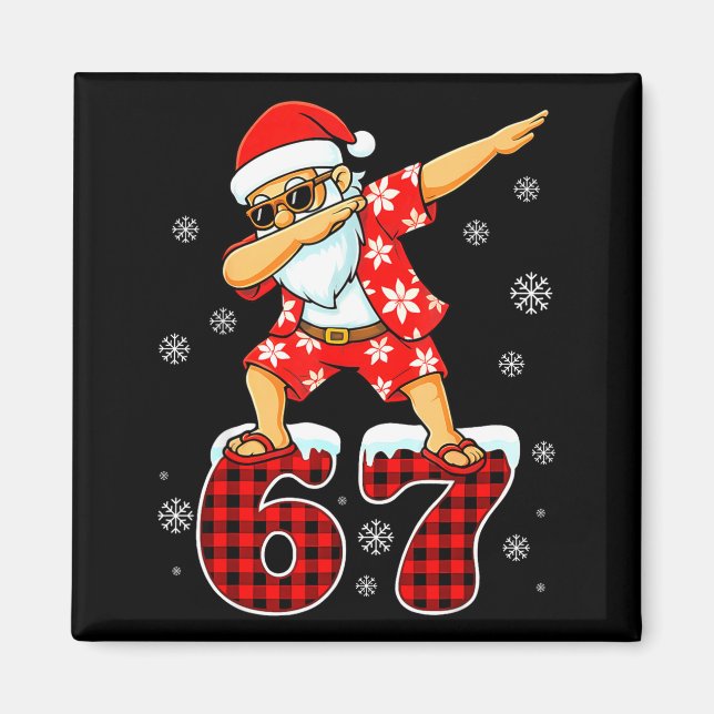 Funny Cool Dabbing Santa Hawaii 67 Meme Christmas  Magnet (Front)
