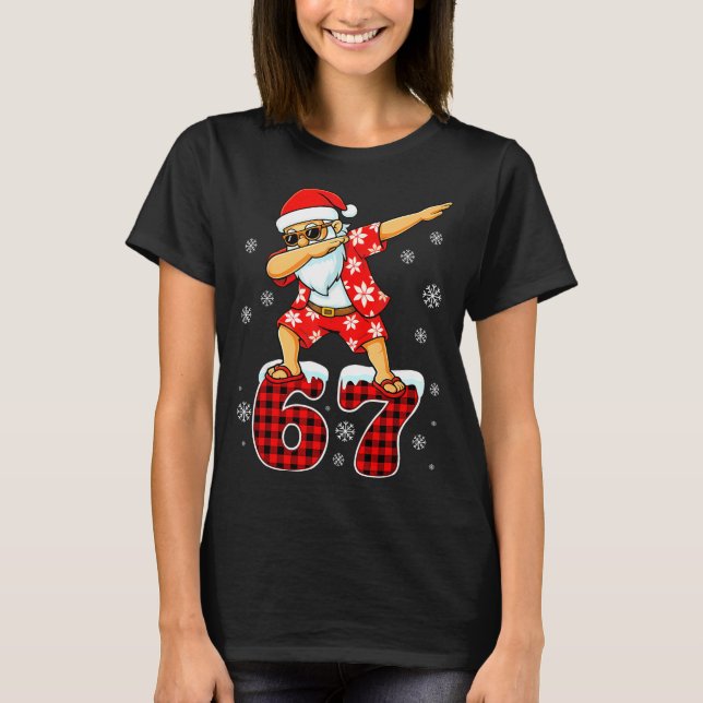 Funny Cool Dabbing Santa Hawaii 67 Meme Christmas  T-Shirt (Front)