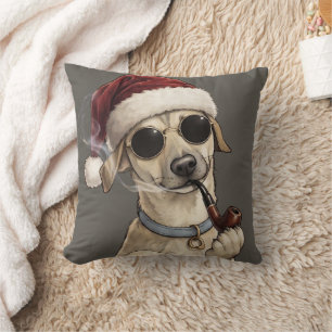 Funny Cool Dog Happy New Year Design Cushion