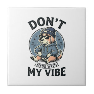Funny Cool Dog Vibe Vintage Vector T-Shirt Design_ Ceramic Tile