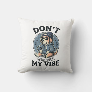 Funny Cool Dog Vibe Vintage Vector T-Shirt Design_ Cushion